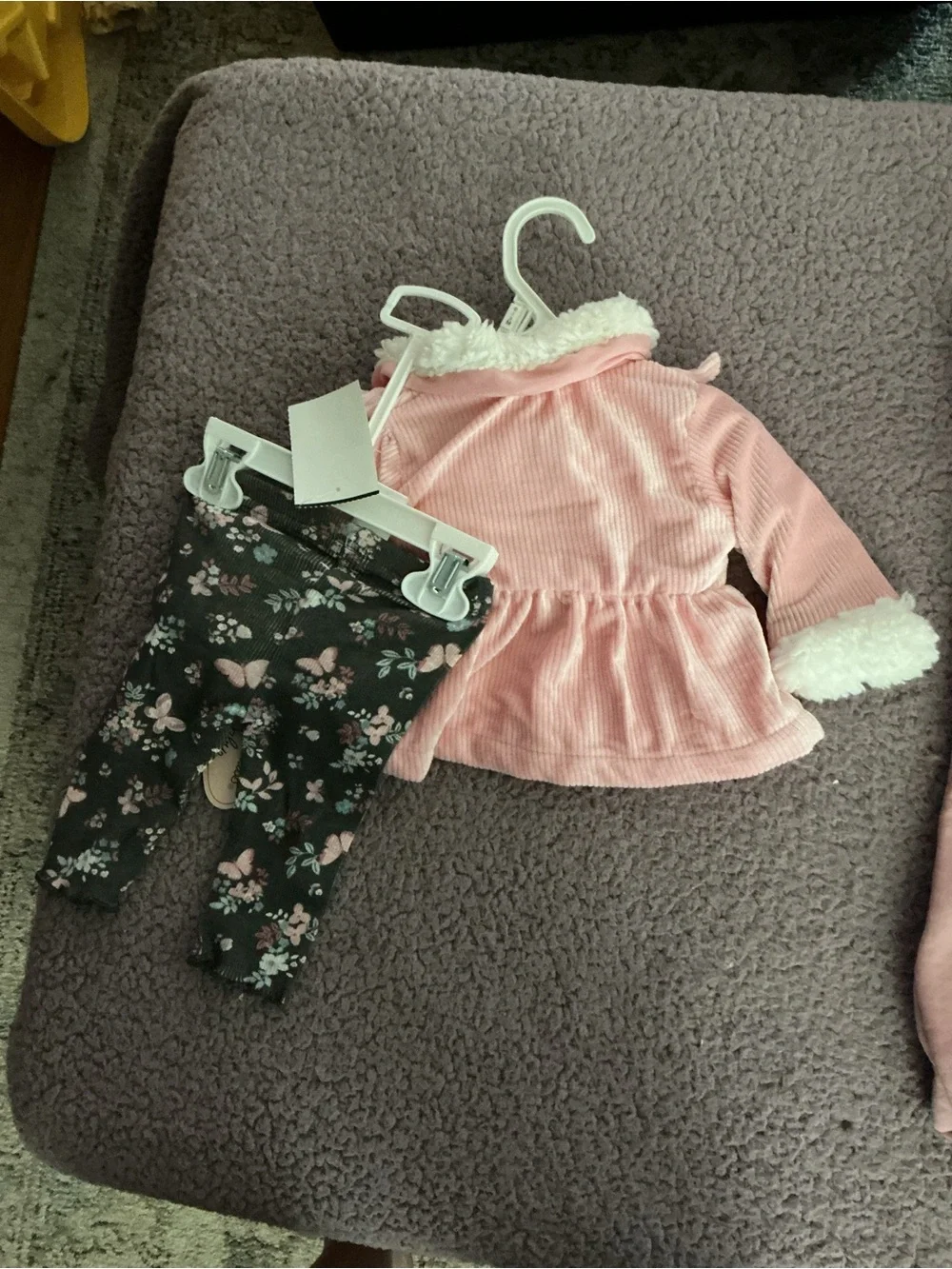 Two Newborn outfits Little Lass Corduroy Jacket with Floral Leggings & Onsie